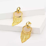 18K Gold-Plated Fringe Chain Earrings - Trendsi - Flyclothing LLC