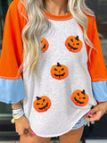 Halloween Pumpkin Print Long Sleeve T-Shirt - Trendsi - Flyclothing LLC