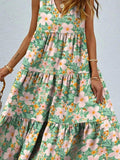 Floral Tiered Maxi Tank Dress - Trendsi - Flyclothing LLC