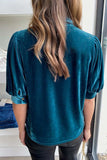 Tie Neck Half Sleeve Blouse - Trendsi - Flyclothing LLC