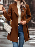 Collared Neck Button Up Long Sleeve Coat - Trendsi - Flyclothing LLC