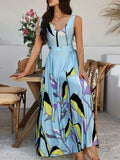 Devine Printed Sleeveless Maxi Dress - Trendsi - Flyclothing LLC