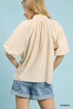 Umgee Embroidered Boho Puff Sleeve Blouse - Trendsi - Flyclothing LLC
