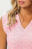 BiBi Chevron Pointelle Pearl Knit Top - Trendsi - Flyclothing LLC