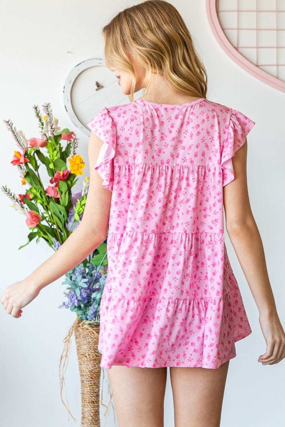 Heimish Full Size Floral Ruffled Tiered Top - Trendsi - Flyclothing LLC