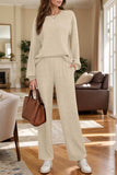 Round Neck Long Sleeve Top and Pants Set - Trendsi - Flyclothing LLC