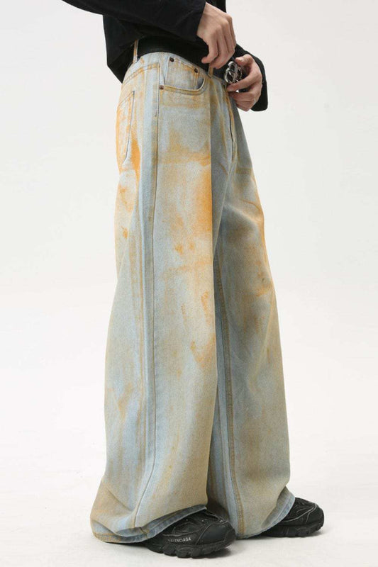 Waste Soil Wide Leg Jeans - Trendsi - Flyclothing LLC