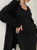 Pocketed Long Sleeve Cardigan and Skirt Sweater Set - Trendsi - Flyclothing LLC