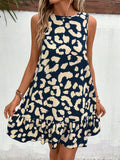 Tied Leopard Round Neck Tank Dress - Trendsi - Flyclothing LLC