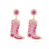 Rhinestone Cowboy Boot Dangle Earrings - Trendsi - Flyclothing LLC
