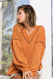 BiBi Textured Exposed Seam Drop Shoulder Knit Top - Trendsi - Flyclothing LLC