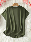 Casual Notched Short Sleeve Blouse - Trendsi - Flyclothing LLC