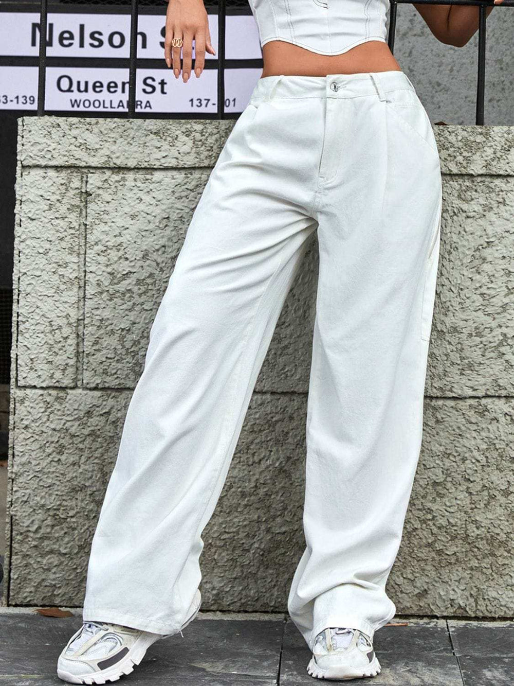 Wide Leg Jeans with Pockets - Trendsi - Flyclothing LLC