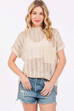 Ces Femme See Through Crochet Mock Neck Cover Up - Trendsi - Flyclothing LLC