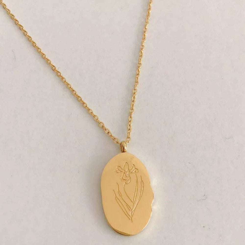 18K Gold-Plated Engraved Pendant Necklace - Trendsi - Flyclothing LLC