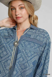 Umgee Paisley Print Denim Shirt Jacket - Trendsi - Flyclothing LLC