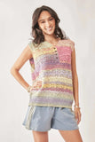 Davi & Dani Multi Color Crochet Sleeveless Knit Vest Top - Trendsi - Flyclothing LLC