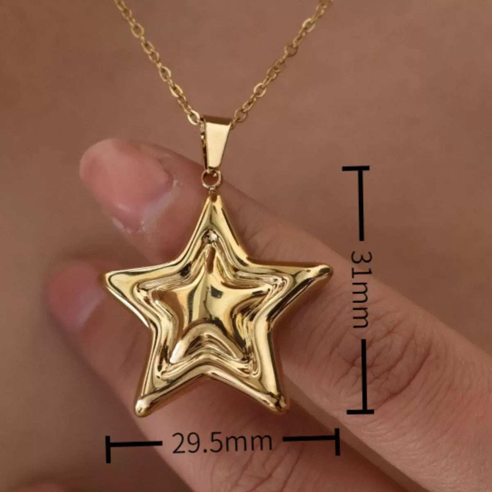 Stainless Steel Zircon Star Necklace - Trendsi - Flyclothing LLC