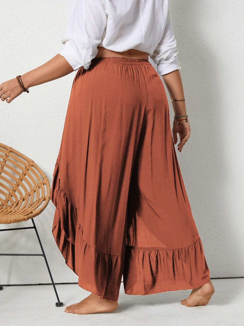 Plus Size Ruffled Wide Leg Pants - Trendsi - Flyclothing LLC