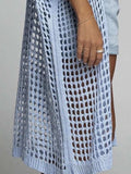 Openwork Open Front Three-Quarter Sleeve Cover Up - Trendsi - Flyclothing LLC