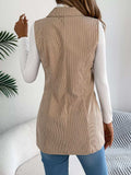 Button-Front Longline Vest Coat - Trendsi - Flyclothing LLC