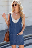 Scoop Neck Denim Overall Dress with Pockets - Trendsi - Flyclothing LLC