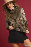 Umgee Damask Print Velvet Burnout Top - Trendsi - Flyclothing LLC