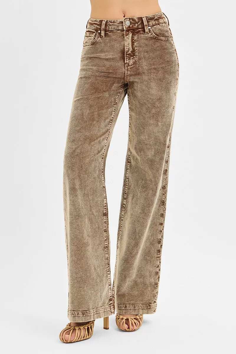 RISEN High Rise Wide Leg Corduroy Jeans - Trendsi - Flyclothing LLC