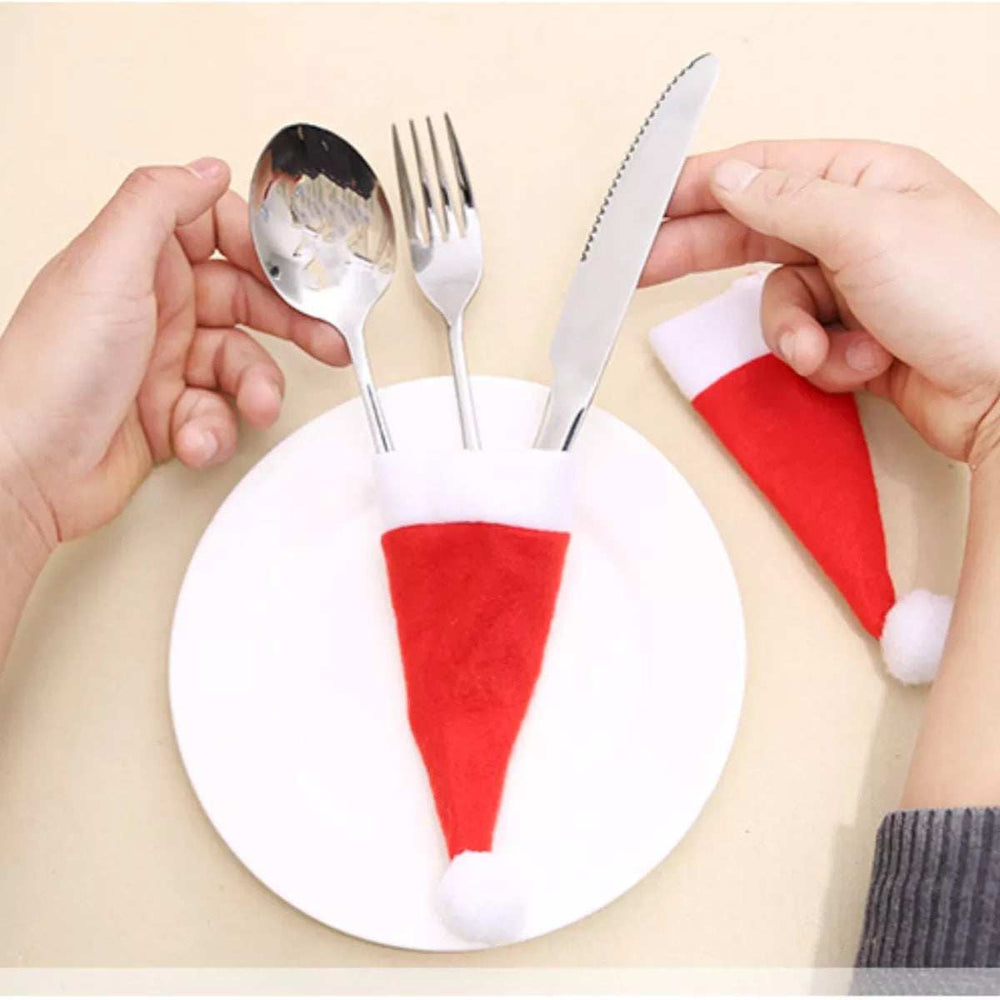 Christmas Santa Hat Cutlery Holders Decorative Table Setting - Trendsi - Flyclothing LLC