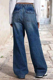 Drawstring Waist Wide Leg Shirred Jeans - Trendsi - Flyclothing LLC