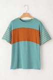 Striped Round Neck Short Sleeve T-Shirt - Trendsi - Flyclothing LLC