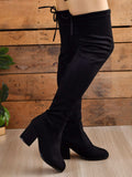 Round Toe Block Heel Boots - Trendsi - Flyclothing LLC