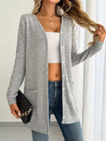 Open Front Longline Cardigan with Side Pockets - Trendsi - Flyclothing LLC