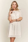 ADORA Ruffled Eyelet Round Neck Dress - Trendsi - Flyclothing LLC