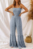 Smocked Printed Wide Strap Jumpsuit - Trendsi - Flyclothing LLC