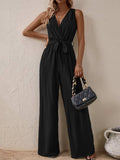 Tied Surplice Sleeveless Wide Leg Jumpsuit - Trendsi - Flyclothing LLC