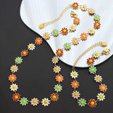 Titanium Steel Oil Drip Flower Necklace - Trendsi - Flyclothing LLC