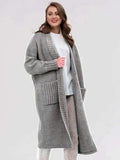 Pocketed Open Front Long Sleeve Longline Cardigan - Trendsi - Flyclothing LLC