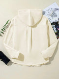 Drawstring Half Button Long Sleeve Hoodie - Trendsi - Flyclothing LLC