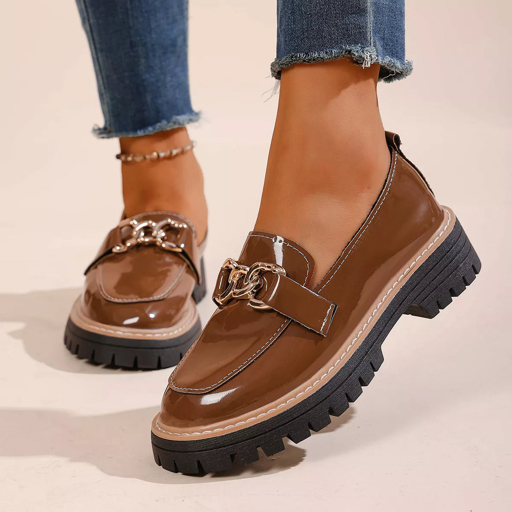 Chain Decor Chunky Loafers - Trendsi - Flyclothing LLC