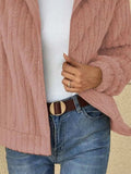 Full Size Zip-Up Long Sleeve Texture Jacket Plus Size - Trendsi - Flyclothing LLC