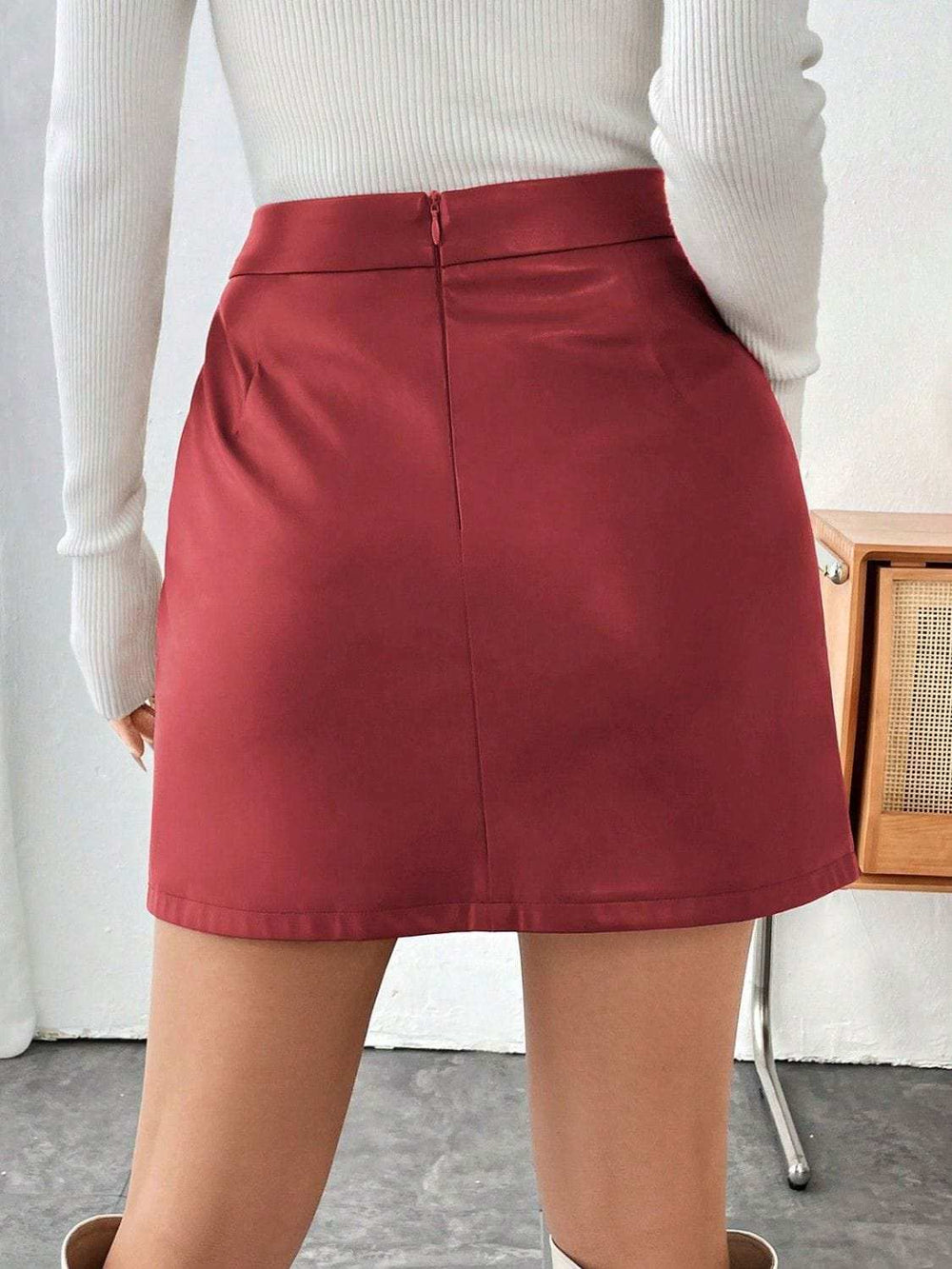 Mini Skirt with Zipper - Trendsi - Flyclothing LLC