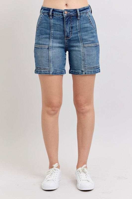 Judy Blue Full Size High Rise Denim Shorts Plus Size - Trendsi - Flyclothing LLC