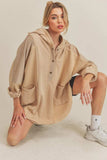 Aemi+Co Slit Half Snap Oversize Hoodie - Trendsi - Flyclothing LLC