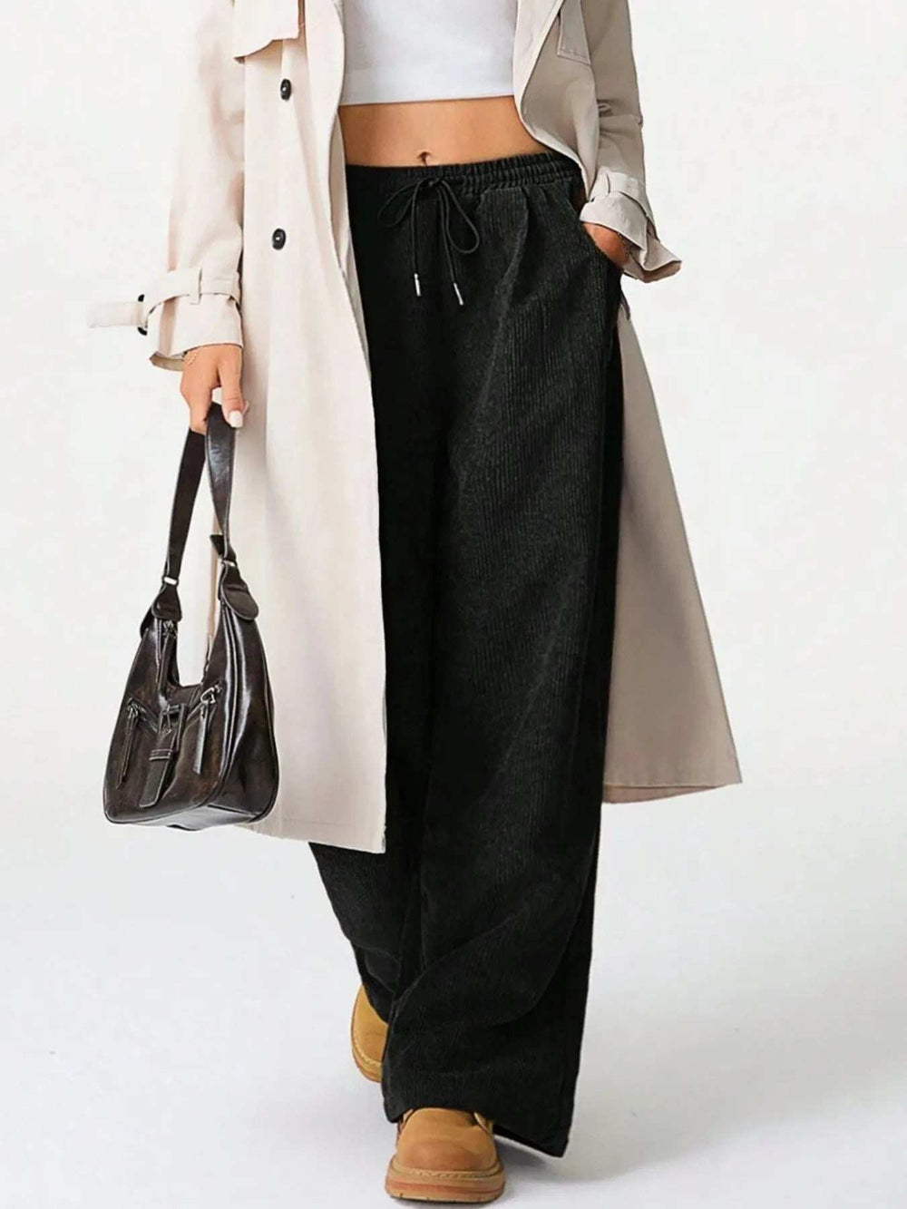 Drawstring Wide Leg Pants - Trendsi - Flyclothing LLC