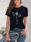 Dragonfly Graphic Round Neck Short Sleeve T-Shirt - Trendsi - Flyclothing LLC