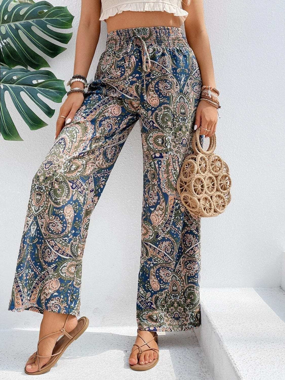 Printed Wide Leg Pants - Trendsi - Flyclothing LLC