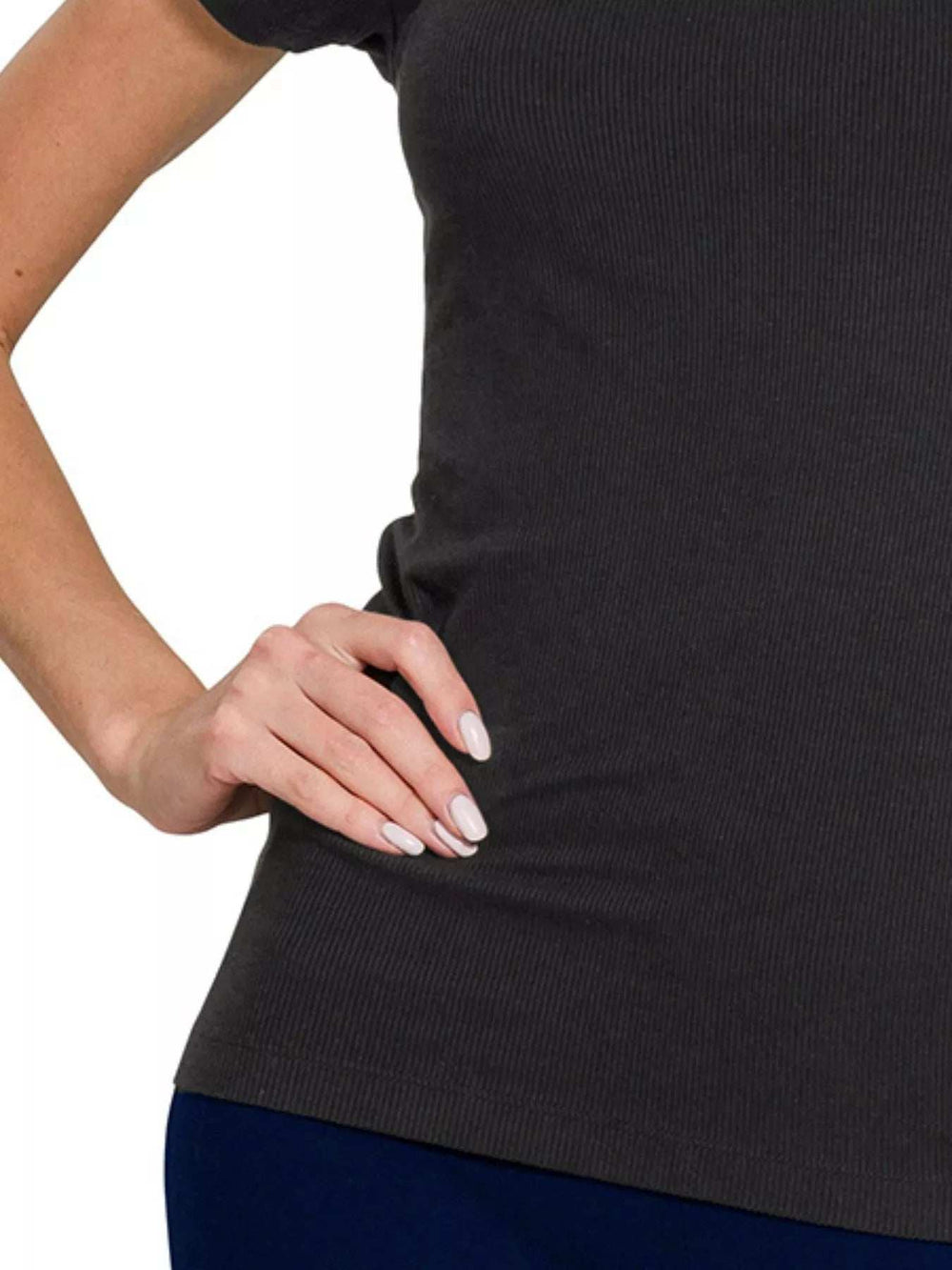 Zenana Ribbed Round Neck Short Sleeve T-Shirt - Trendsi - Flyclothing LLC