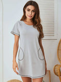 Round Neck Short Sleeve Lounge Dress - Trendsi - Flyclothing LLC