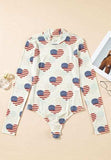 US Flag Heart Mock Neck Long Sleeve Bodysuit - Trendsi - Flyclothing LLC